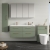 Nuie Arno Wall Hung 4-Drawer Vanity Unit with Double Ceramic Basin 1200mm Wide - Satin Green