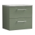 Nuie Arno Wall Hung 2-Drawer Vanity Unit with Bellato Grey Worktop 600mm Wide - Satin Green