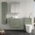 Nuie Arno Wall Hung 2-Drawer Vanity Unit with Bellato Grey Worktop 600mm Wide - Satin Green