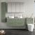 Nuie Arno Wall Hung 4-Drawer Vanity Unit with Bellato Grey Worktop 1200mm Wide - Satin Green | Thumbnail Image