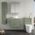 Nuie Arno Wall Hung 2-Drawer Vanity Unit with Carrera Marble Worktop 600mm Wide - Satin Green | Thumbnail Image