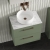Nuie Arno Wall Hung 2-Drawer Vanity Unit with Carrera Marble Worktop 600mm Wide - Satin Green | Thumbnail Image