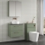 Nuie Arno Wall Hung 2-Drawer Vanity Unit with Sparkling Black Worktop 600mm Wide - Satin Green