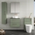 Nuie Arno Wall Hung 2-Drawer Vanity Unit with Sparkling Black Worktop 600mm Wide - Satin Green