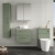 Nuie Arno Wall Hung 2-Drawer Vanity Unit with Sparkling White Worktop 600mm Wide - Satin Green