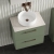 Nuie Arno Wall Hung 2-Drawer Vanity Unit with Sparkling White Worktop 600mm Wide - Satin Green