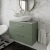 Nuie Arno Wall Hung 2-Drawer Vanity Unit with Bellato Grey Worktop 800mm Wide - Satin Green