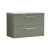 Nuie Arno Wall Hung 2-Drawer Vanity Unit with Carrera Marble Worktop 800mm Wide - Satin Green | Thumbnail Image