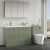 Nuie Arno Floor Standing 4-Drawer Vanity Unit with Double Ceramic Basin 1200mm Wide - Satin Green | Thumbnail Image