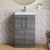 Nuie Arno Compact Floor Standing 2-Door Vanity Unit with Ceramic Basin 500mm Wide - Anthracite Woodgrain