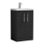 Nuie Arno Compact Floor Standing 2-Door Vanity Unit with Ceramic Basin 500mm Wide - Charcoal Black Woodgrain