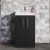 Nuie Arno Compact Floor Standing 2-Door Vanity Unit with Ceramic Basin 500mm Wide - Charcoal Black Woodgrain