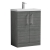 Nuie Arno Compact Floor Standing 2-Door Vanity Unit with Polymarble Basin 600mm Wide - Anthracite Woodgrain
