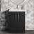 Nuie Arno Compact Floor Standing 2-Door Vanity Unit with Ceramic Basin 600mm Wide - Charcoal Black Woodgrain