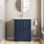 Nuie Arno Compact Floor Standing 2-Door Vanity Unit with Polymarble Basin 600mm Wide - Midnight Blue | Thumbnail Image