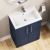 Nuie Arno Compact Floor Standing 2-Door Vanity Unit with Polymarble Basin 600mm Wide - Midnight Blue | Thumbnail Image