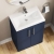 Nuie Arno Compact Floor Standing 2-Door Vanity Unit with Ceramic Basin 600mm Wide - Midnight Blue | Thumbnail Image