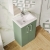 Nuie Arno Compact Floor Standing 2-Door Vanity Unit with Ceramic Basin 500mm Wide - Satin Green | Thumbnail Image