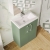Nuie Arno Compact Floor Standing 2-Door Vanity Unit with Ceramic Basin 600mm Wide - Satin Green | Thumbnail Image