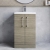 Nuie Arno Compact Floor Standing 2-Door Vanity Unit with Ceramic Basin 500mm Wide - Solace Oak Woodgrain