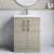 Nuie Arno Compact Floor Standing 2-Door Vanity Unit with Polymarble Basin 600mm Wide - Solace Oak Woodgrain