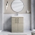 Nuie Arno Compact Floor Standing 2-Door Vanity Unit with Polymarble Basin 600mm Wide - Solace Oak Woodgrain