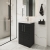 Nuie Arno Compact Floor Standing 2-Door Vanity Unit with Ceramic Basin 500mm Wide - Charcoal Black Woodgrain