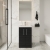 Nuie Arno Compact Floor Standing 2-Door Vanity Unit with Polymarble Basin 500mm Wide - Charcoal Black Woodgrain