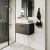 Nuie Arno Wall Hung 1-Drawer Vanity Unit with Sparkling Black Worktop 600mm Wide - Anthracite Woodgrain