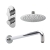 Nuie Arvan Thermostatic Twin Round Concealed Shower Valve with Fixed Head and Arm - Chrome | Thumbnail Image