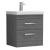 Nuie Athena Wall Hung 2-Drawer Vanity Unit with Basin-3 500mm Wide - Anthracite Woodgrain