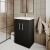 Nuie Athena Floor Standing 2-Door Vanity Unit with Basin-3 600mm Wide - Charcoal Black