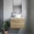 Nuie Athena Wall Hung 1-Drawer Vanity Unit with Grey Worktop 600mm Wide - Charcoal Black Woodgrain