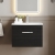 Nuie Athena Wall Hung 1-Drawer Vanity Unit with Basin-4 600mm Wide - Charcoal Black Woodgrain | Thumbnail Image
