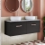 Nuie Athena Wall Hung 2-Drawer Vanity Unit with Bellato Grey Worktop 1200mm Wide - Charcoal Black Woodgrain | Thumbnail Image