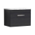 Nuie Athena Wall Hung 1-Drawer Vanity Unit with Carrera Marble Worktop 600mm Wide - Charcoal Black Woodgrain | Thumbnail Image
