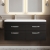 Nuie Athena Wall Hung 4-Drawer Vanity Unit with Double Ceramic Basin 1200mm Wide - Charcoal Black Woodgrain | Thumbnail Image