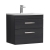 Nuie Athena Wall Hung 2-Drawer Vanity Unit with Basin-4 600mm Wide - Charcoal Black Woodgrain