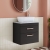 Nuie Athena Wall Hung 2-Drawer Vanity Unit with Grey Worktop 600mm Wide - Charcoal Black Woodgrain | Thumbnail Image