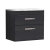 Nuie Athena Wall Hung 2-Drawer Vanity Unit with Carrera Marble Worktop 600mm Wide - Charcoal Black Woodgrain | Thumbnail Image