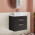 Nuie Athena Wall Hung 2-Drawer Vanity Unit with Carrera Marble Worktop 600mm Wide - Charcoal Black Woodgrain | Thumbnail Image
