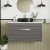 Nuie Athena Wall Hung 1-Drawer Vanity Unit with Sparkling White Worktop 800mm Wide - Anthracite Woodgrain