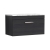 Nuie Athena Wall Hung 1-Drawer Vanity Unit with Carrera Marble Worktop 800mm Wide - Charcoal Black Woodgrain | Thumbnail Image