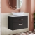 Nuie Athena Wall Hung 2-Drawer Vanity Unit with Carrera Marble Worktop 800mm Wide - Charcoal Black Woodgrain | Thumbnail Image