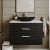 Nuie Athena Wall Hung 2-Drawer Vanity Unit with Sparkling White Worktop 800mm Wide - Charcoal Black Woodgrain