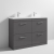 Nuie Athena Floor Standing 4-Drawer Vanity Unit with Double Basin 1200mm Wide - Gloss Grey