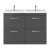 Nuie Athena Floor Standing 4-Drawer Vanity Unit with Double Ceramic Basin 1200mm Wide - Gloss Grey