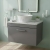 Nuie Athena Wall Hung 1-Drawer Vanity Unit with Carrera Marble Worktop 600mm Wide - Gloss Grey | Thumbnail Image