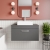 Nuie Athena Wall Hung 1-Drawer Vanity Unit with Grey Worktop 800mm Wide - Gloss White