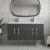 Nuie Athena Wall Hung 4-Door Vanity Unit with Double Basin 1200mm Wide - Gloss Grey